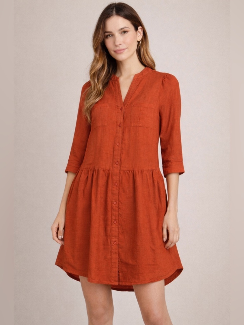 Caslon Rust Button-Front Mini Dress